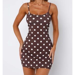 White Fox Boutique Brown Polka Dot Dress